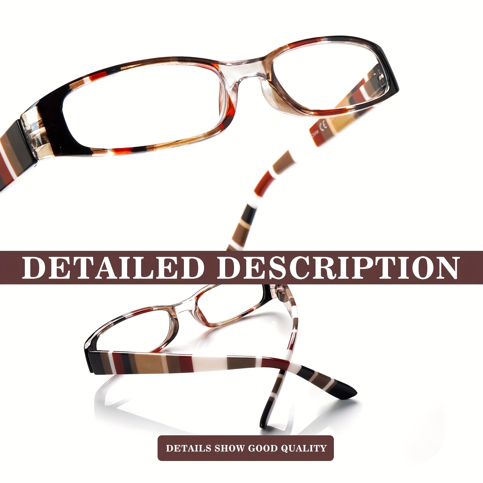 KERECSEN Blue Light Blocking Reading Glasses with Printed Rectangular Frames Anti Blue Light High-definition Lens, Flexible Metal Spring Hinge