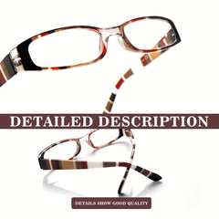 KERECSEN Blue Light Blocking Reading Glasses with Printed Rectangular Frames Anti Blue Light High-definition Lens, Flexible Metal Spring Hinge