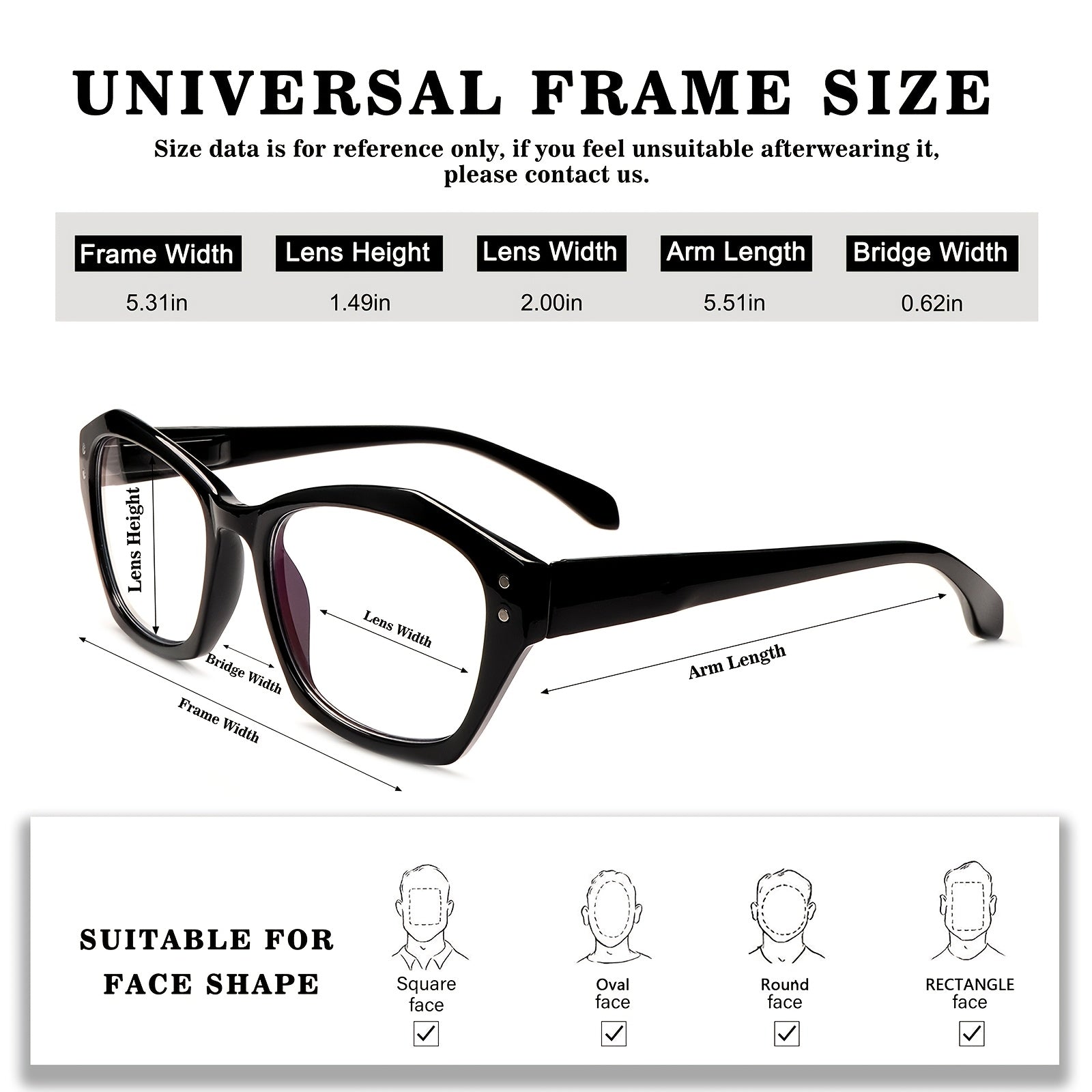 KERECSEN 5 Pack Style Blue Light Blocking Reading Glasses For Women With Spring Hinges Oversized Retro Glasses Computer For Enhanced Vision Square Eyeglasses Oversized Retro Anti Blue Ray Fashion Women'S Flat Glasses Boutique Gifts