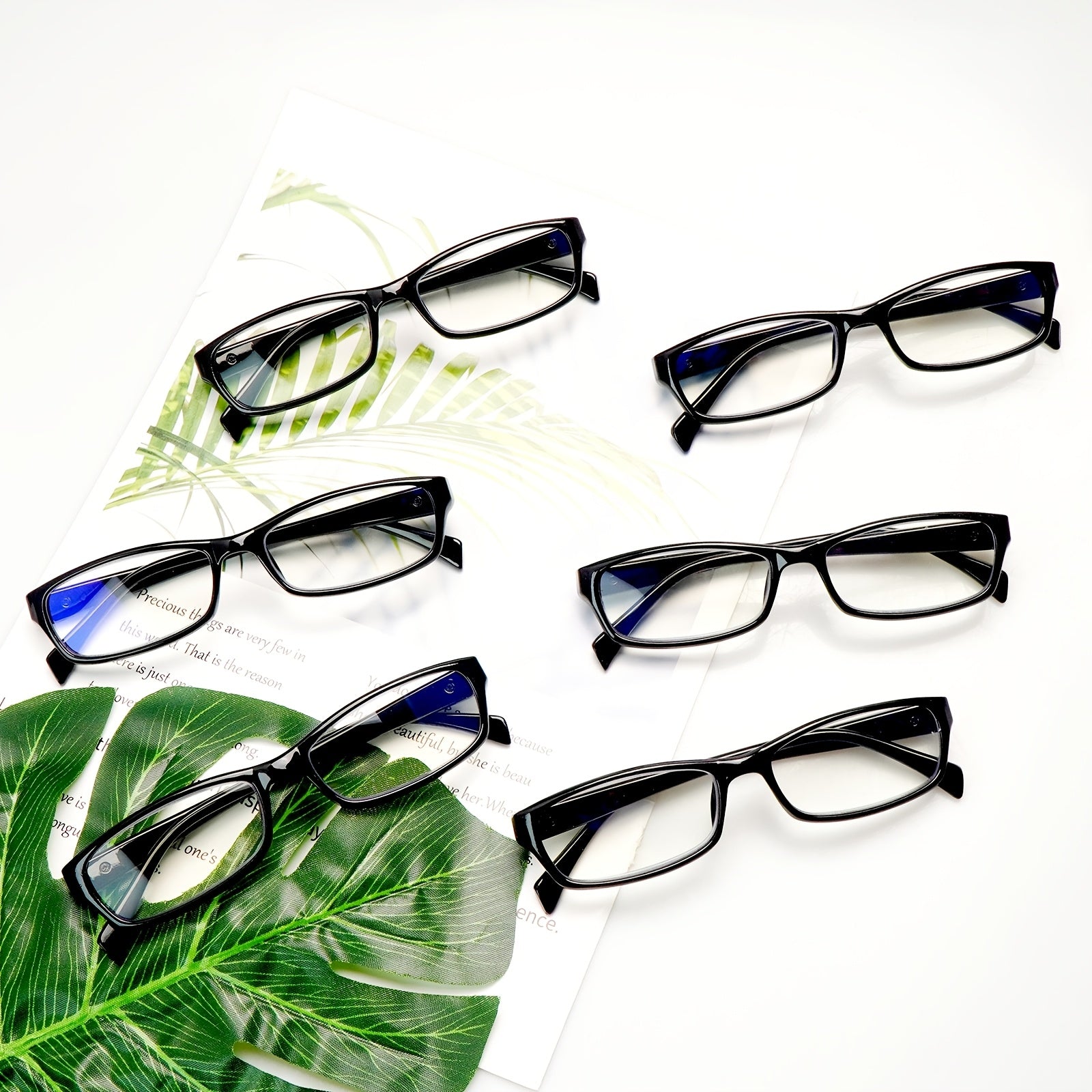 KERECSEN 6 Pairs of Presbyopia Glasses for Men And Women Easy Black Frame Reading Glasses Block Blue Light Readers Durable Not Afraid of Losing Versatile And Fashionable for All Face Shapes Metal Spring Hinges