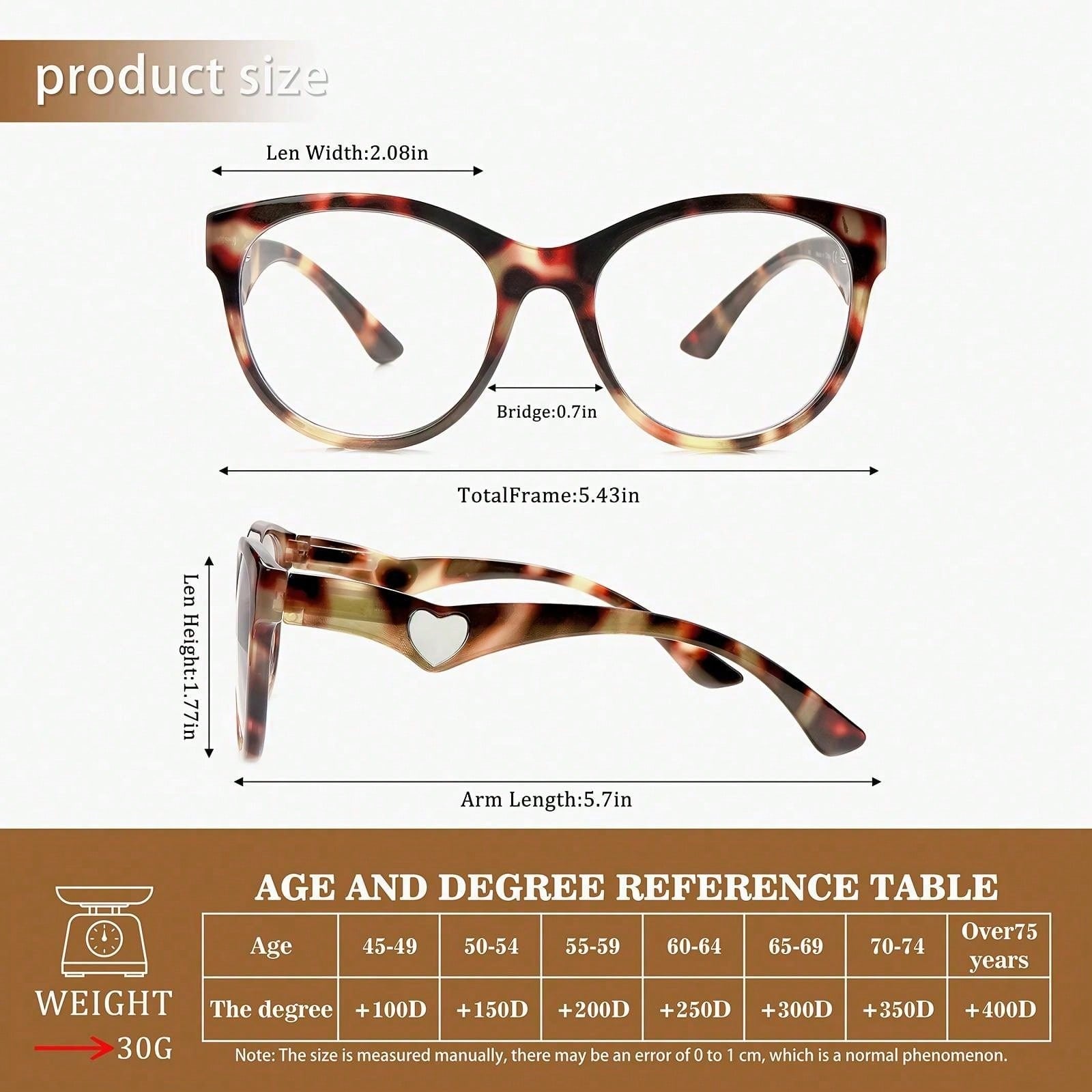 5 Pack of Women's Reading Glasses With Anti-Blue Light Lenses Fashio Print Heart Pattern Spring Hinge Lightweight Glasses