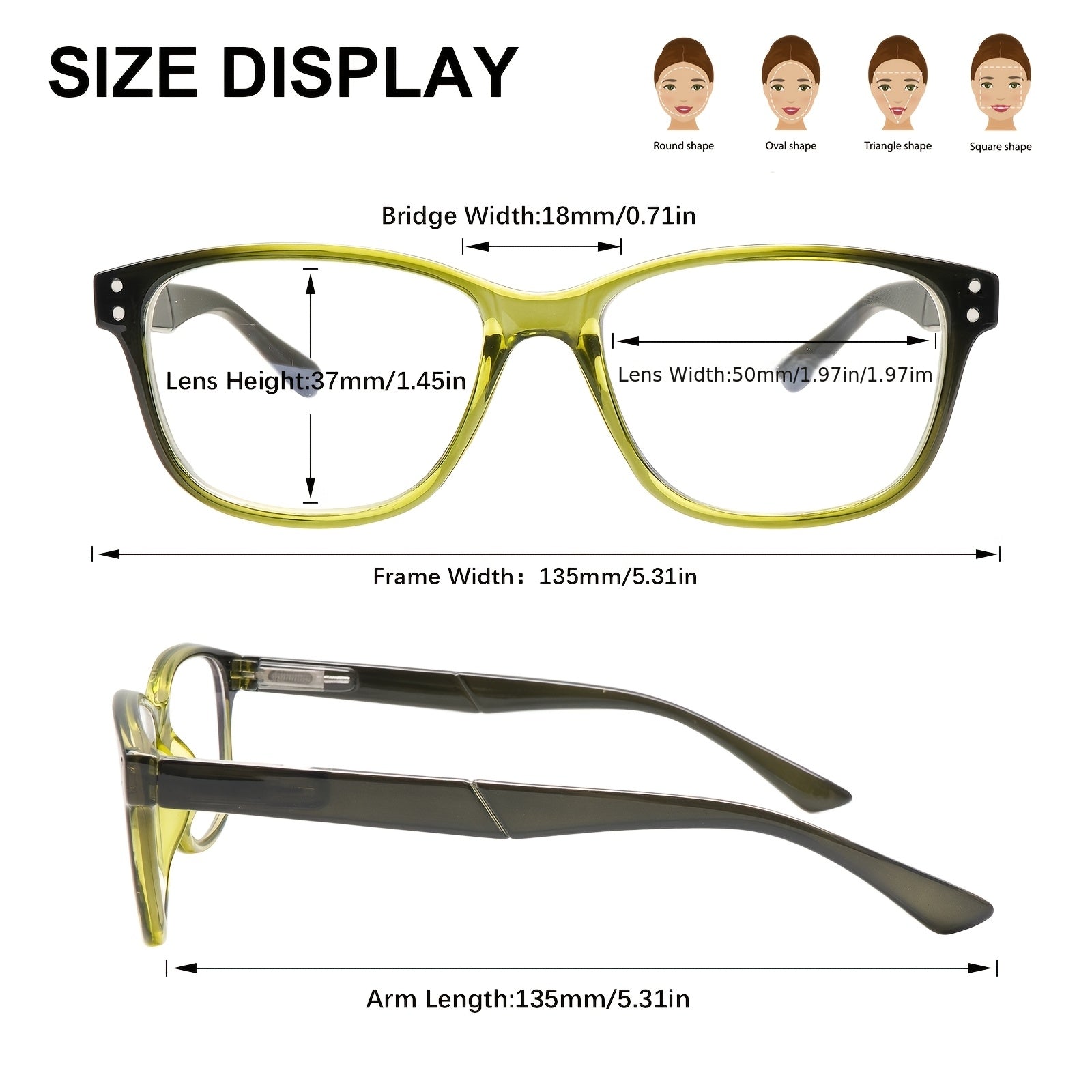 KERECSEN 5 Pack Women’s Translucent Rectangle Reading Glasses, HD Blue Light Blocking Lenses, Ultra-Light Plastic Frame with Flexible Spring Hinges, Bright Gradient Color Fashion Readers