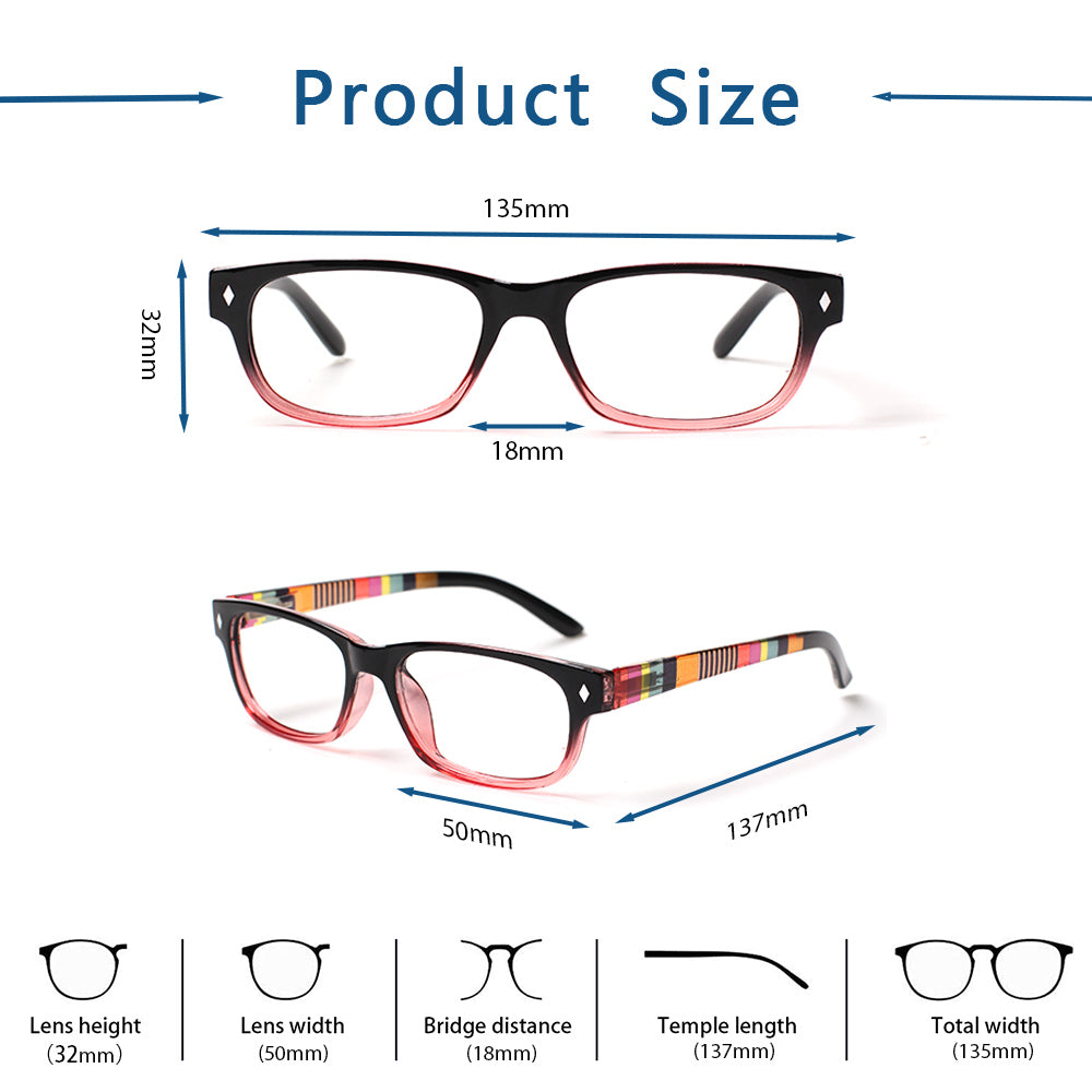3 Pack Women's Reading Glasses Rectangular HD Lens Glasses 019