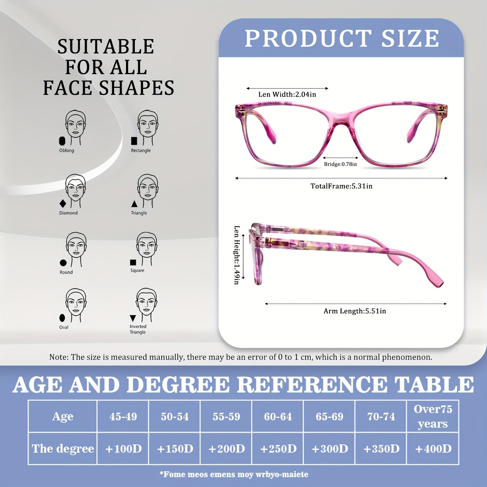 KERECSEN 3 Pack Women’s Translucent Pink Square Multifocal Reading Glasses, HD Blue Light Blocking Progressive Lenses, Ultra-Light Plastic Frame with Spring Hinges, No-Line Multi-Power Readers
