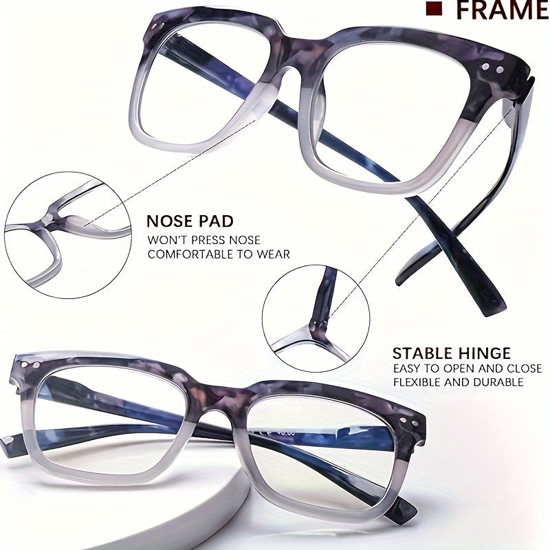 KERECSEN 5 Pack Reading Glasses  Light Blocking Fashion Ladies Readers Comfortable Flexible Spring Hinges Square Computer Eyeglasses for Women