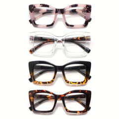 4 Pack Cat Eye Frames Women's Reading GlassesComputer and Cell Phone Readers Anti-Blue Light BlockingProtects Eyes from Blue Light Spring Hinges