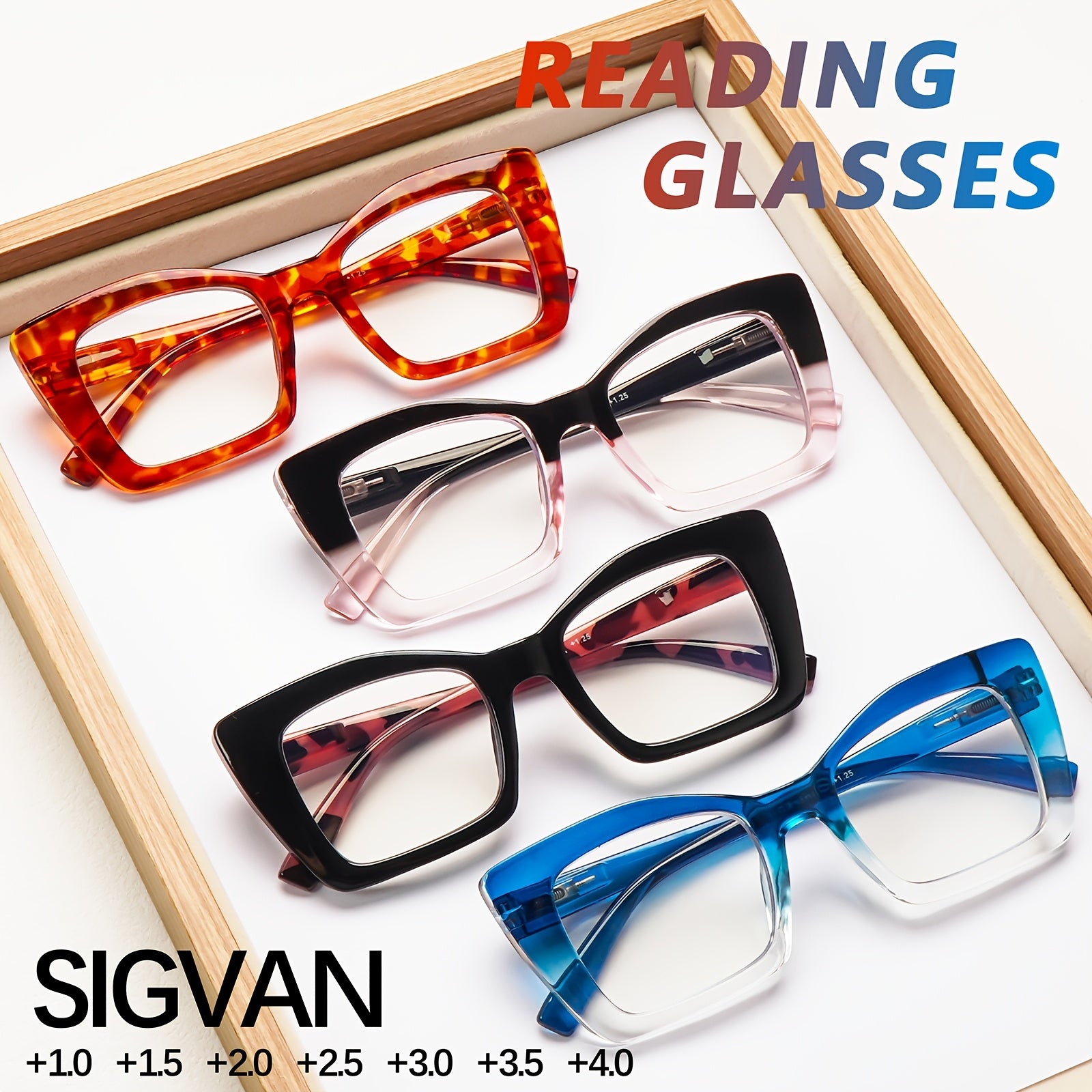 KERECSEN 4-Pair Anti-Blue Light Reading Glasses with Fashionable Printed Patterns, Large-Size Lightweight Frames, Designed for Women, Premium Anti-Blue Light Lenses, Spring Hinge Design for Comfort And Durability, Stylish Additions
