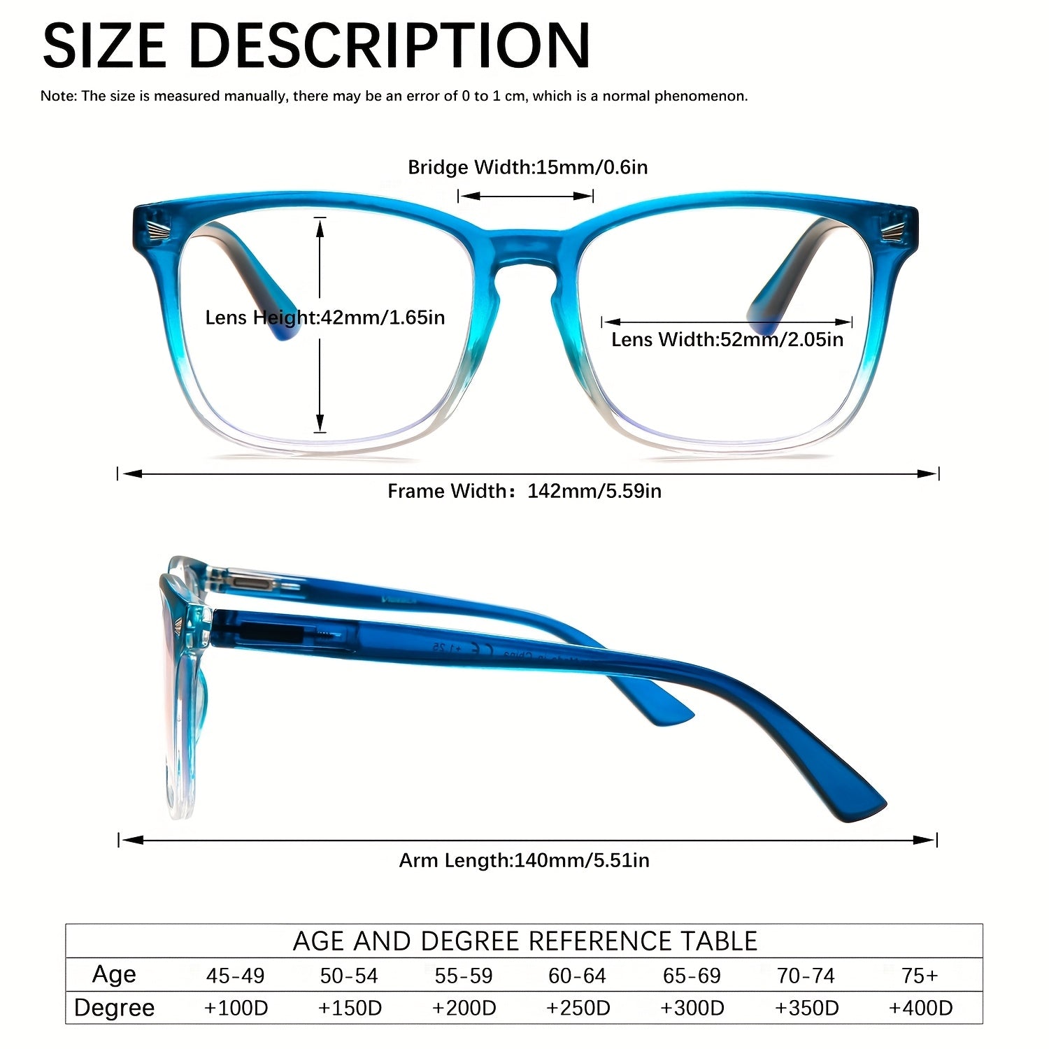KERECSEN 5-pack Gradient Anti-blue Light Reading Glasses, Suitable for Both Men And Women, with Lightweight Frames, Spring Hinges, And High-quality Anti-blue Light Lenses, Effectively Relieving Eye Strain And Fatigue