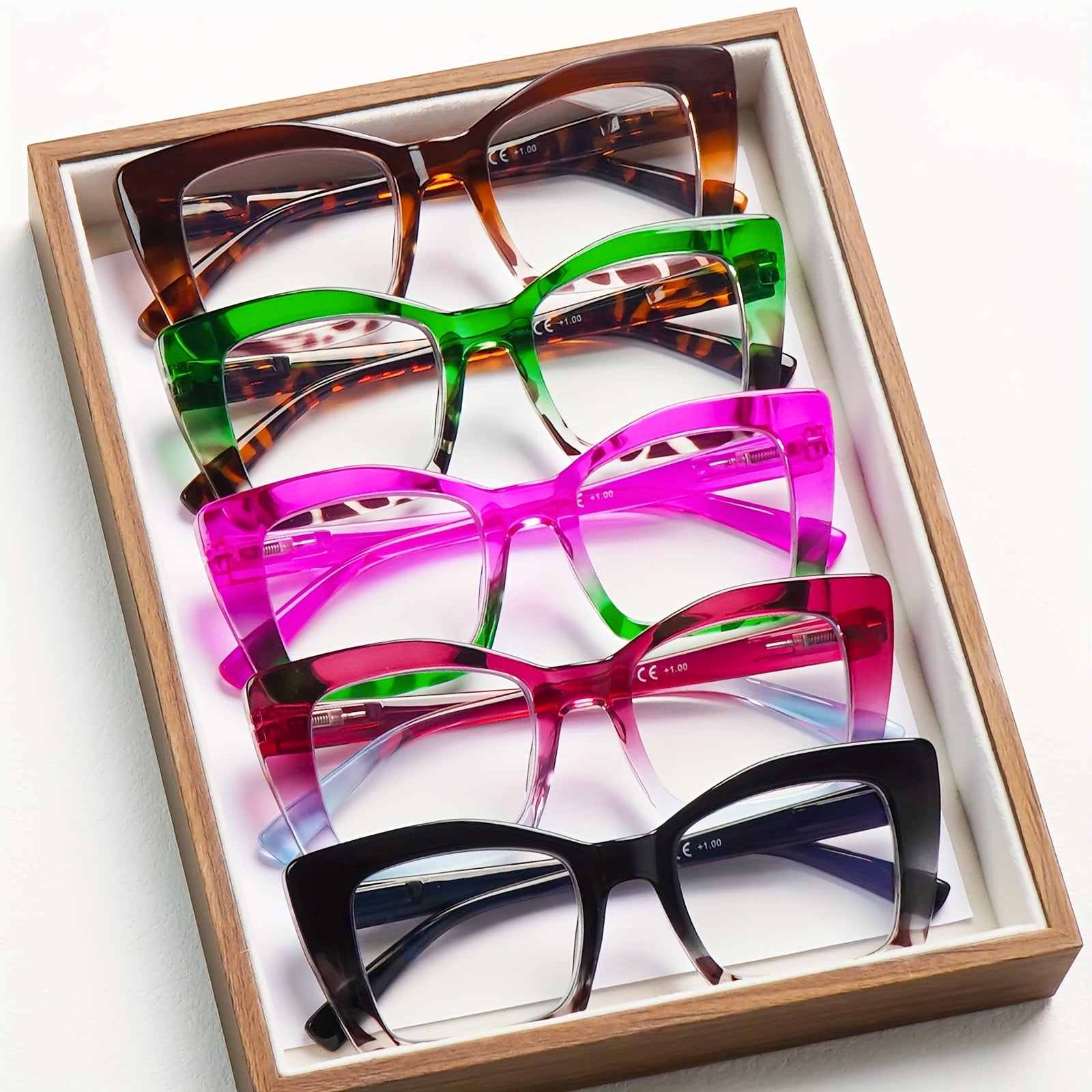 KERECSEN  Anti-Blue Light Reading Glasses For Women Spring Hinges Oversized Frame Glasses Fashion Cat Eye Reading Glasses Plastic Frames Ladies Decorative Glasses Work And Reading