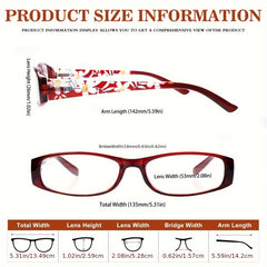 KERECSEN New Anti-blue Light Reading Glasses For Women Computer Readers With Spring Hinges Rectangular Frame With Fashionable Floral Print Lightweight Anti-Blue Light Reading Glasses For Looking At Cell Phones And Computers, Reading.