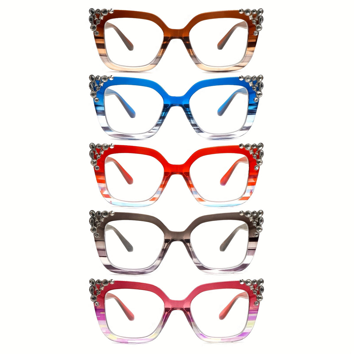 KERECSEN Blue Light Blocking Reading Glasses With Diamond and Cat-Eye Design Oprah Style,Anti-blue Light, Functions Visual Fatigue, Provide Clear Vision, Equipped With Spring Hinges, Fashionable For Women