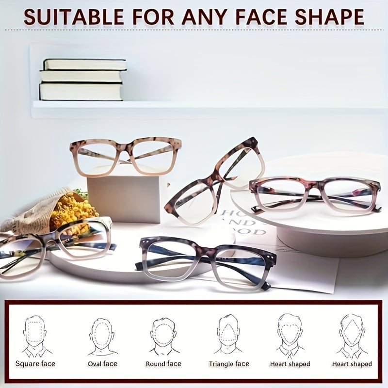 KERECSEN 5 Pack Reading Glasses  Light Blocking Fashion Ladies Readers Comfortable Flexible Spring Hinges Square Computer Eyeglasses for Women