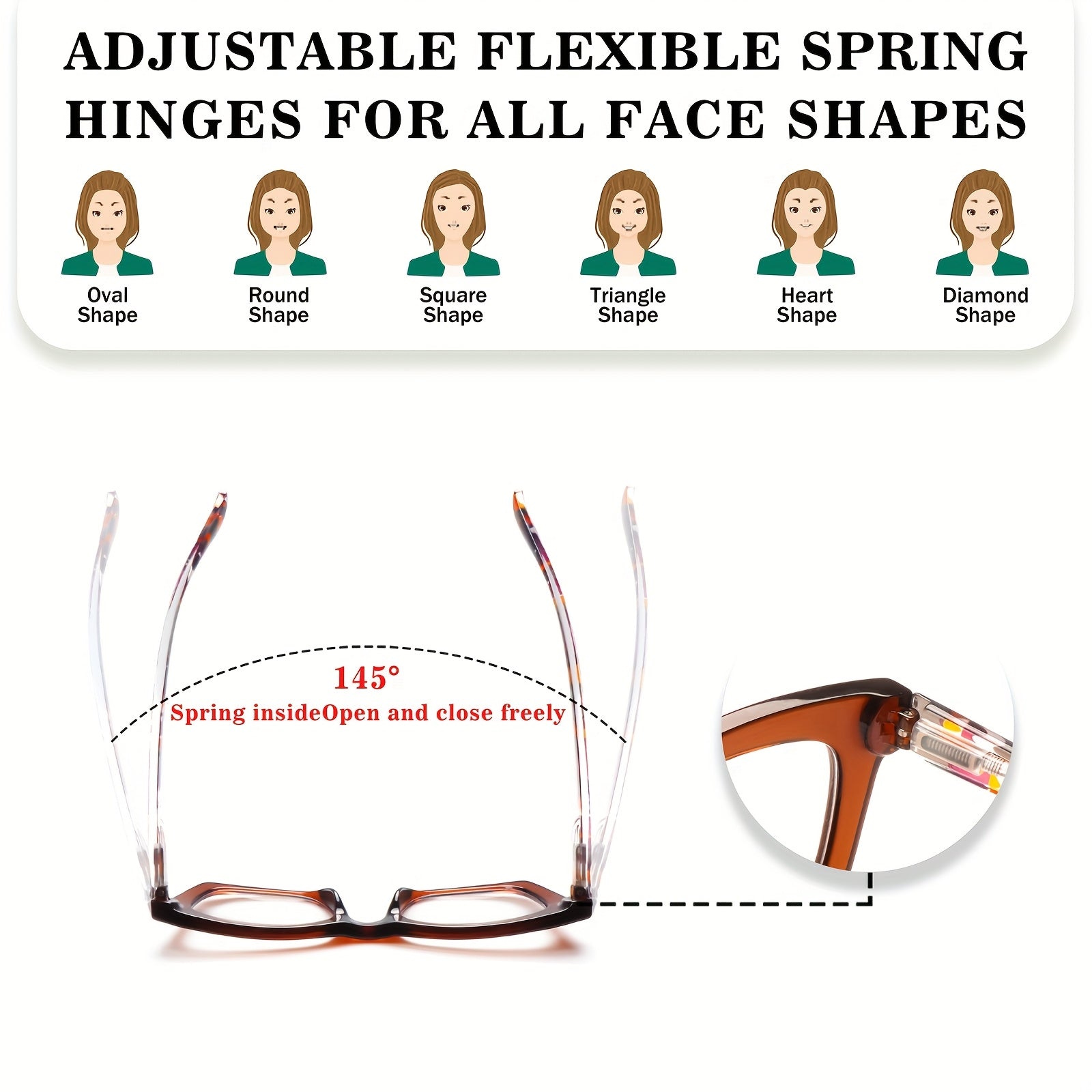 KERECSEN 5 Pack Reading Glasses for Man And Women Anti-blue Light Glasses with Metal Spring Hinges. Kaleidoscope. Large Rectangular Frame. Fashionable  Glasses. Ladies' Quality Glasses. Elegant Glasses. Computer Reading Glasses. Family Set