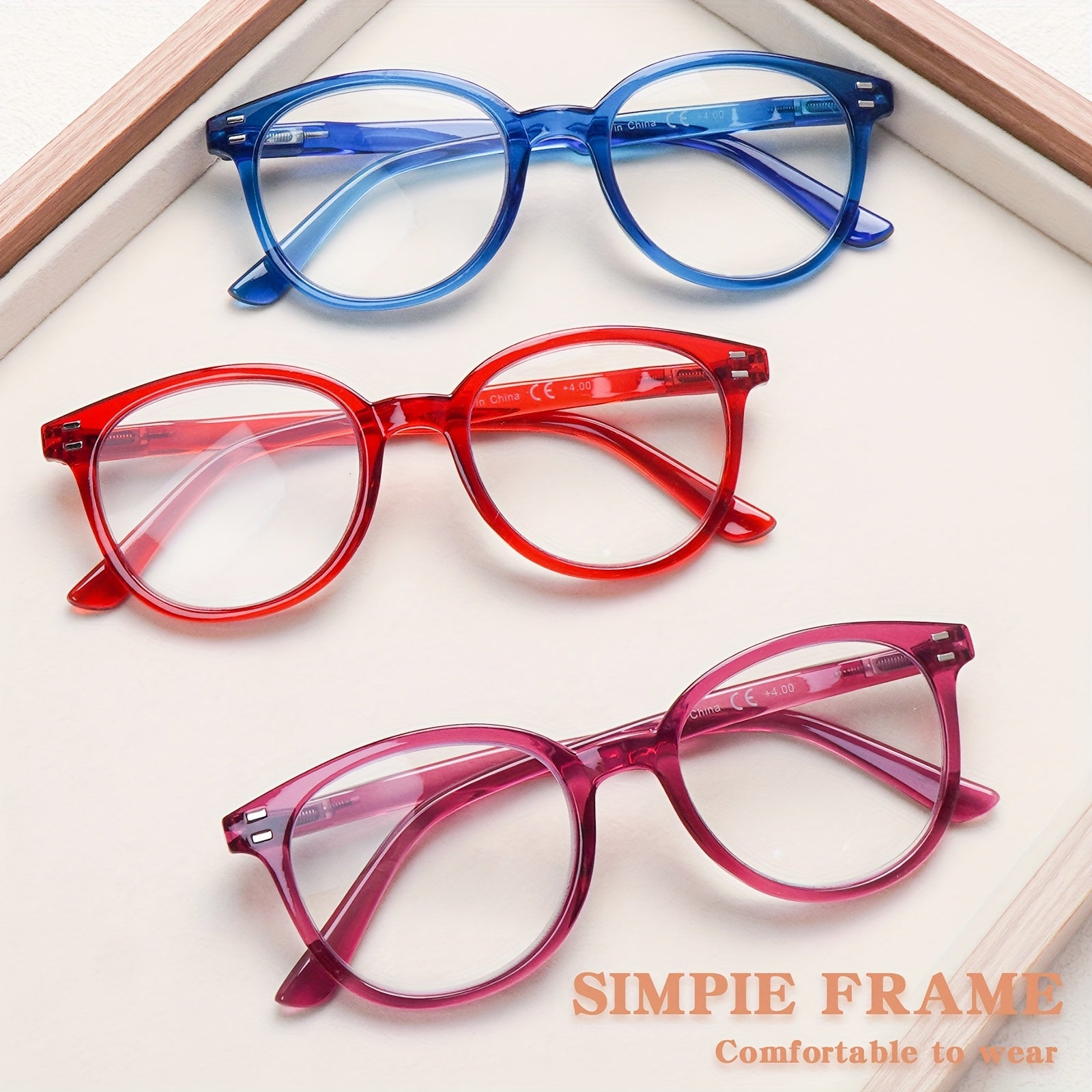 KERECSEN 5 Pairs Stylish-simple Anti-blue Light Reading Glasses For Men/women, With Spring Hinge Design To Meet The Needs Of Multiple People, High-quality Anti-blue Light Lenses To Effectively Block Blue Light, For Daily Commuting, Reading