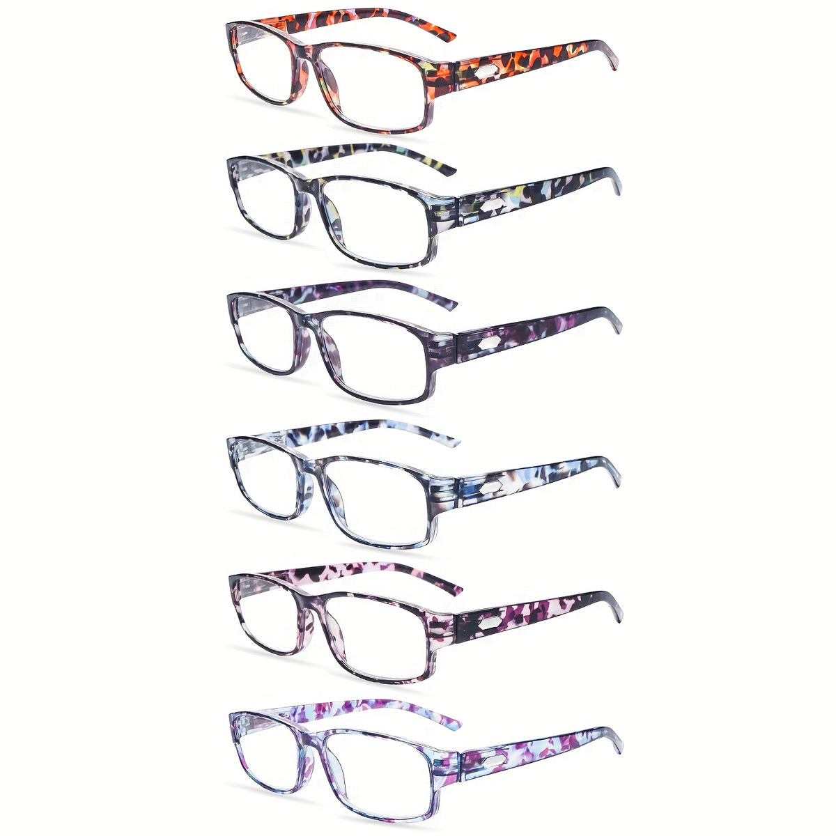 KERECSEN 6 Pack Women's Computer Glasses with Anti-Blue Light & - Reading Eyewear Suitable for Digital Screens, Computer, Smartphone, TV - Lightweight Spring Hinge, Full-Rame for Eye Relief & Blurred Vision