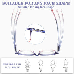 KERECSEN Blue Light Blocking Reading Glasses Suitable for Computer, Digital Screens &, Spring Hinge Eyewear with Full-Rim Frames, Round/Rectangle for Computer Syndrome, Office & Commuting