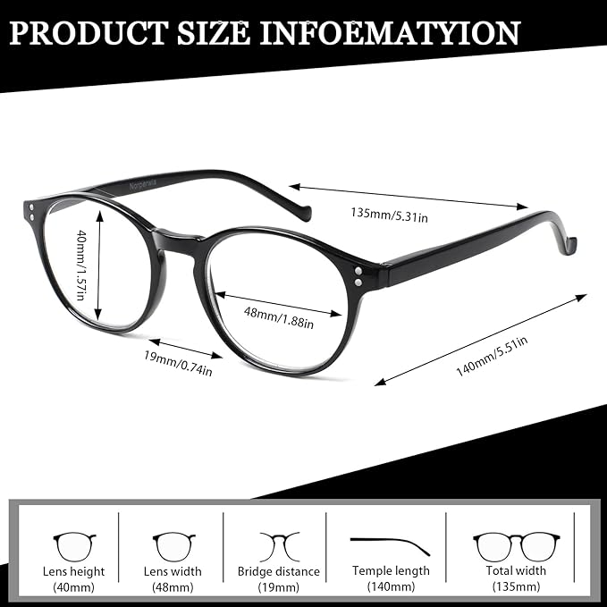 Reading Glasses for Women Men, 5 pack Fashion Readers for Women Men Spring Hinge Eye Glasses, Blue Light Reading Glasses
