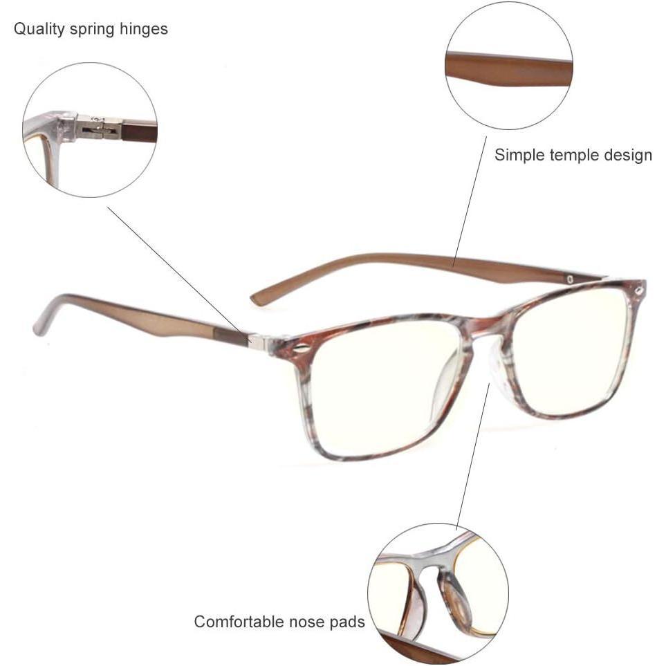 3 Pack Reading Glasses Blue Light Blocking Classic Men's and Women's Comfort Spring Hinge Computer Reader