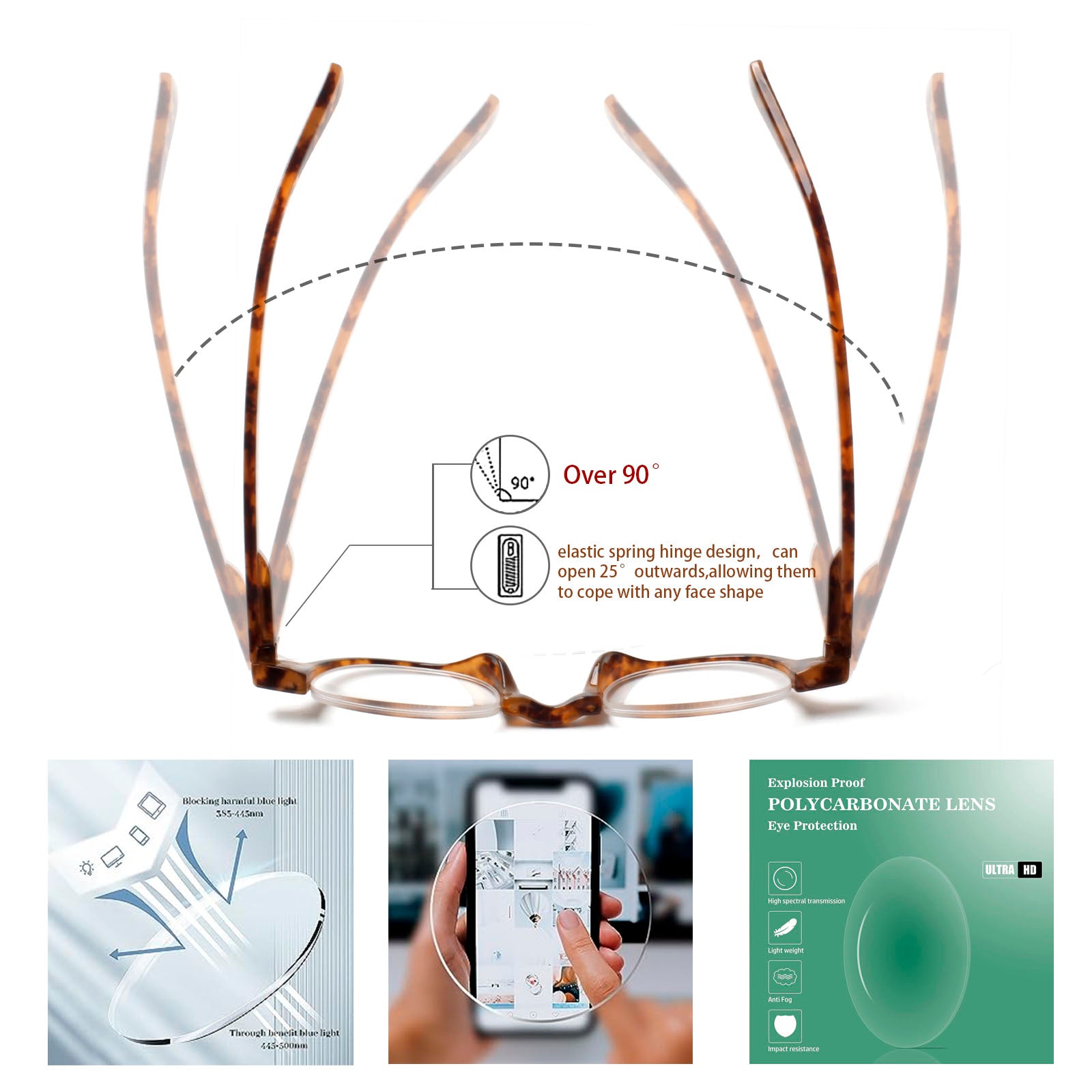 Semi-Rimless Reading Glasses Unisex 4 Pack 218-3 | KERECSEN