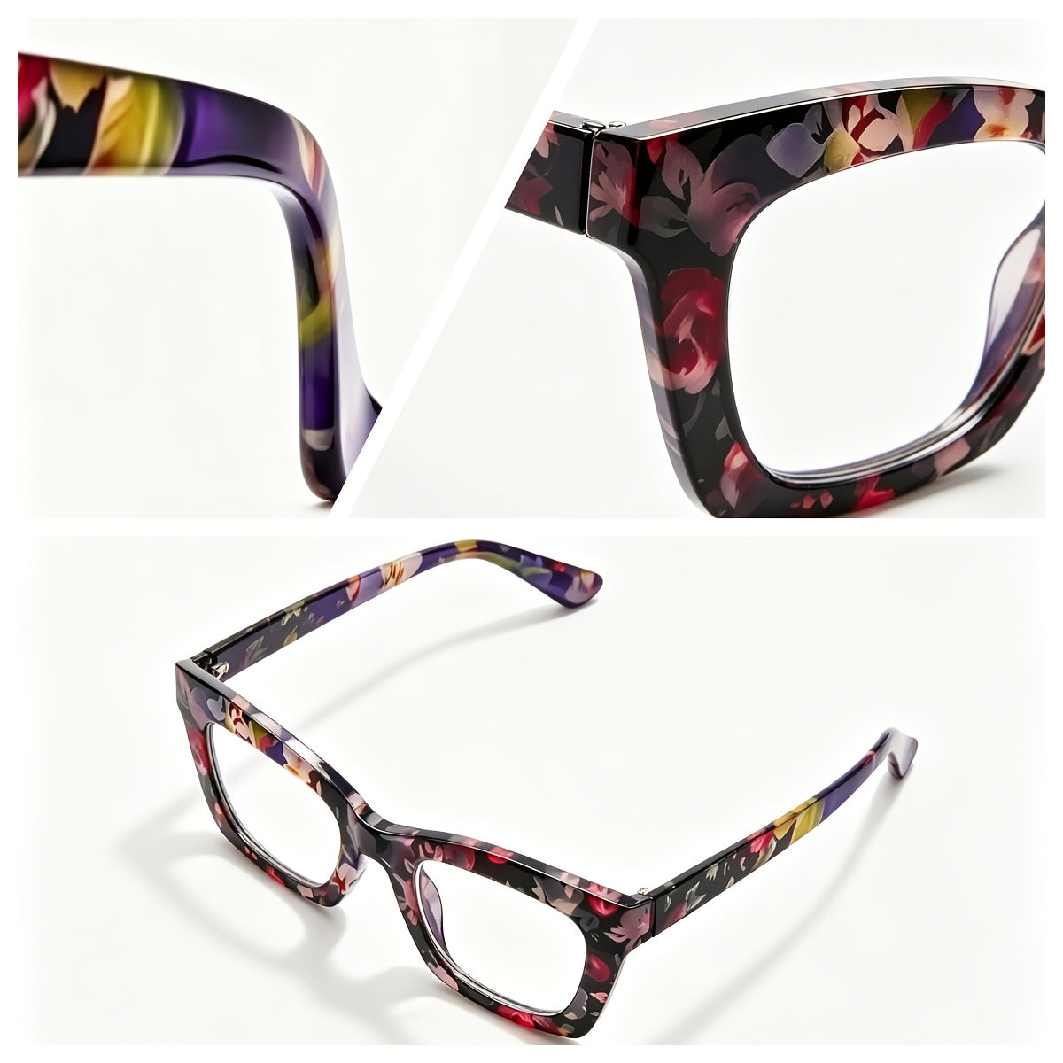 KERECSEN 3-Pack Oprah Style Women Blue Light Blocking Computer Square Readers with Spring Hinge Men Give Away Eyeglass Cloths And Eyeglass Bags