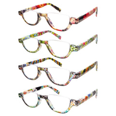 KERECSEN 4-Pair Set of Blue Light Blocking Reading Glasses Semi-Rimless Lightweight Computer/Phone Readers Effectively Blocks Blue Light Damage Unisex Design with Metal Spring Hinges Christmas Gift +1.25 +2.25