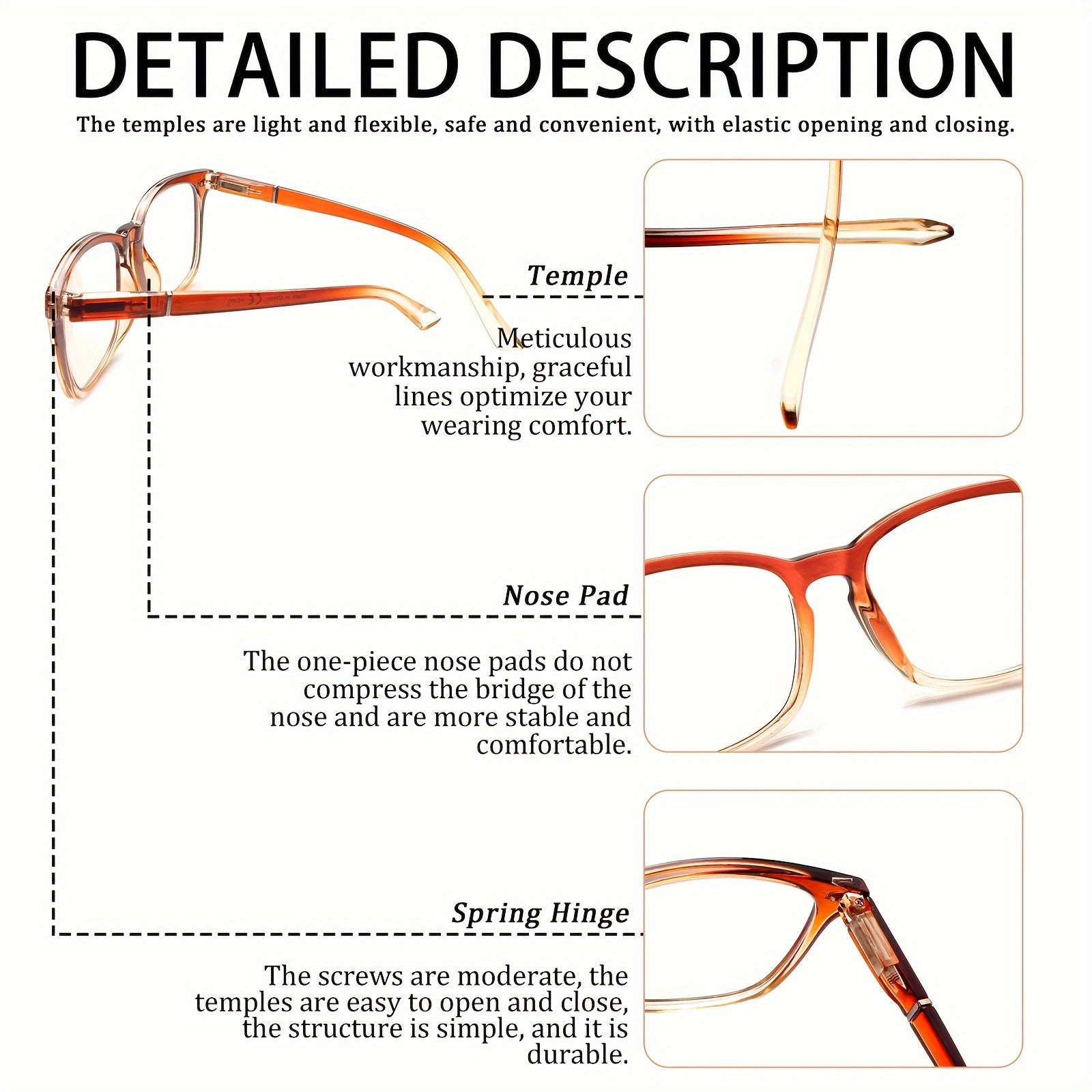 KERECSEN 5 Pack Blue Light Blocking Women And Men | Anti Glare, Adjustable Comfortable Fit, Fashion Computer Glasses With Spring Hinges For Reduced Eye Strain And Enhanced Visibility, Includes Glasses Bag And Eyeglass Cloth, Pvc Frame