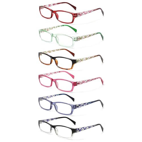 Kerecsen Reading Glasses 5 Pairs Fashion Ladies Readers Spring Hinge with Pattern Print Eyeglasses for Women