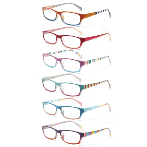 Kerecsen Reading Glasses 5 Pairs Fashion Ladies Readers Spring Hinge with Pattern Print Eyeglasses for Women