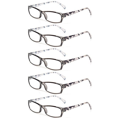 Kerecsen Reading Glasses 5 Pairs Fashion Ladies Readers Spring Hinge with Pattern Print Eyeglasses for Women
