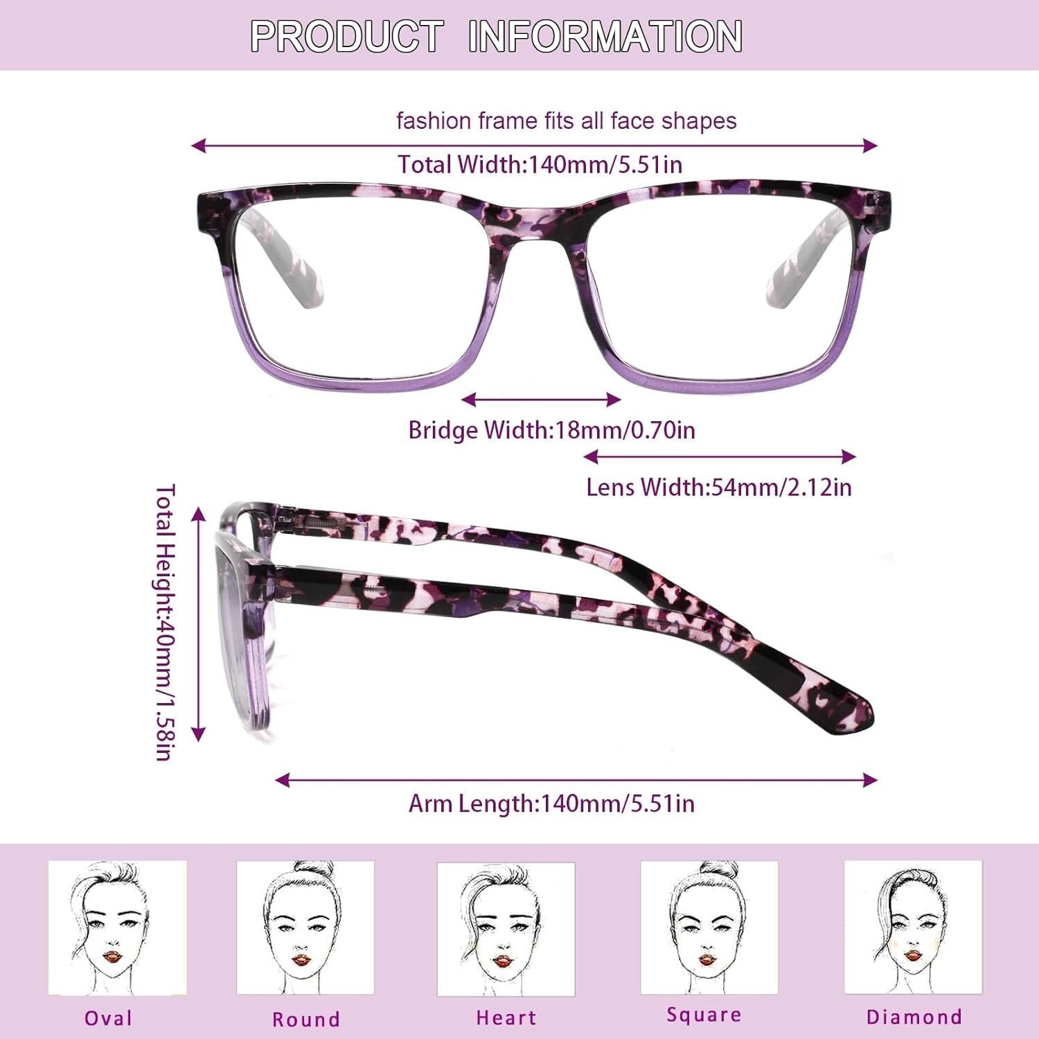 3 Pack Reading Glasses Men and Women Classic Color Matching Anti-Blue Light with Spring Hinge Vintage Eyeglasses