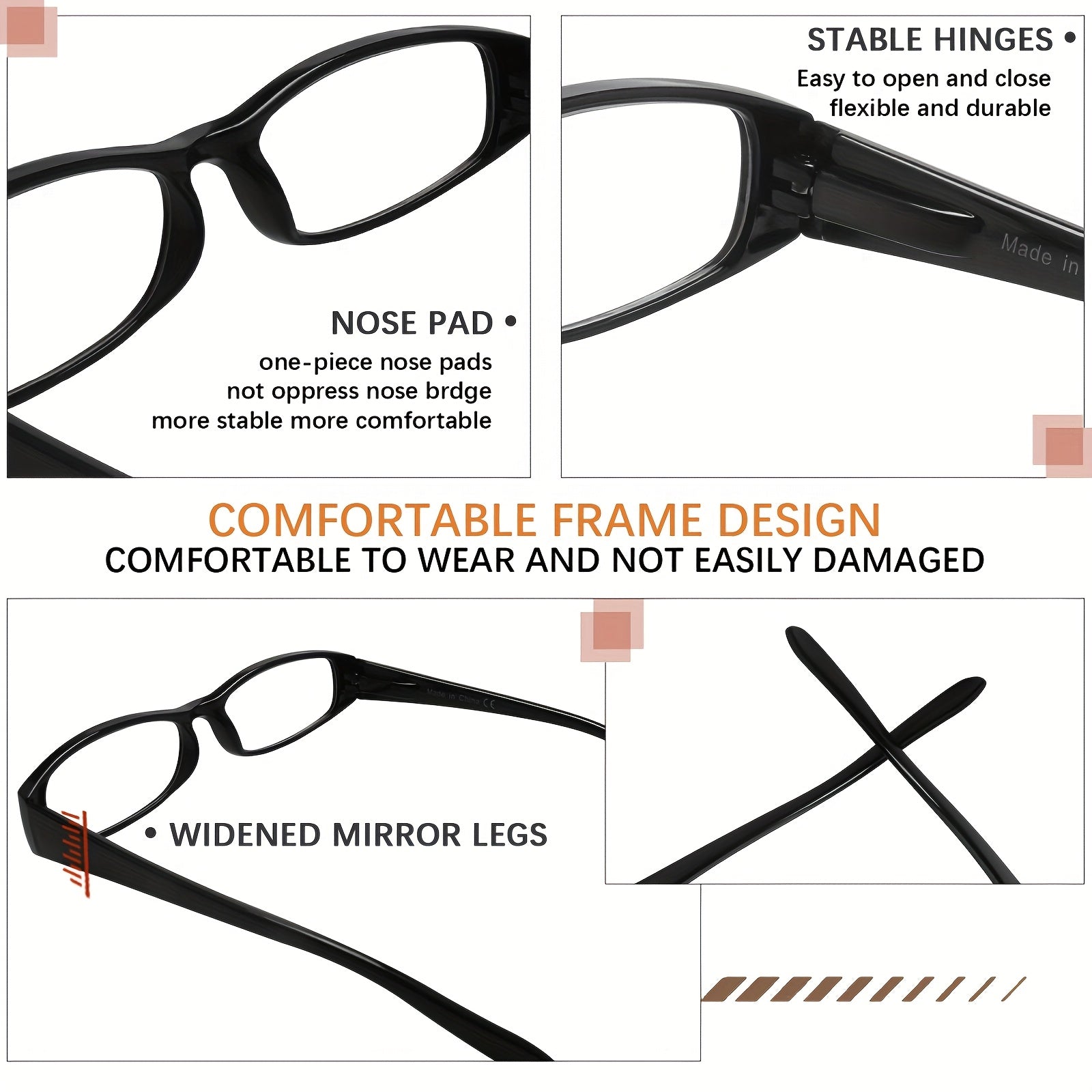 KERECSEN 5pcs Reading Glasses for Women Delicate Narrow Frames Anti-Blue Light Lenses Blue-Light Blocking Computer Readers Rectangle Frame with Spring Hinges Lightweight And Fashionable Eyeglasses Value Eyewear Set