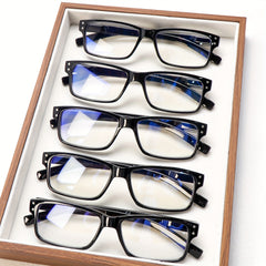 KERECSEN Anti-Blue Light Reading Glasses For Men And Women Spring Hinges Rectangular Frame Minimalist Glasses Computer Reader Lightweight, Durable Reading Glasses For Work And Reading