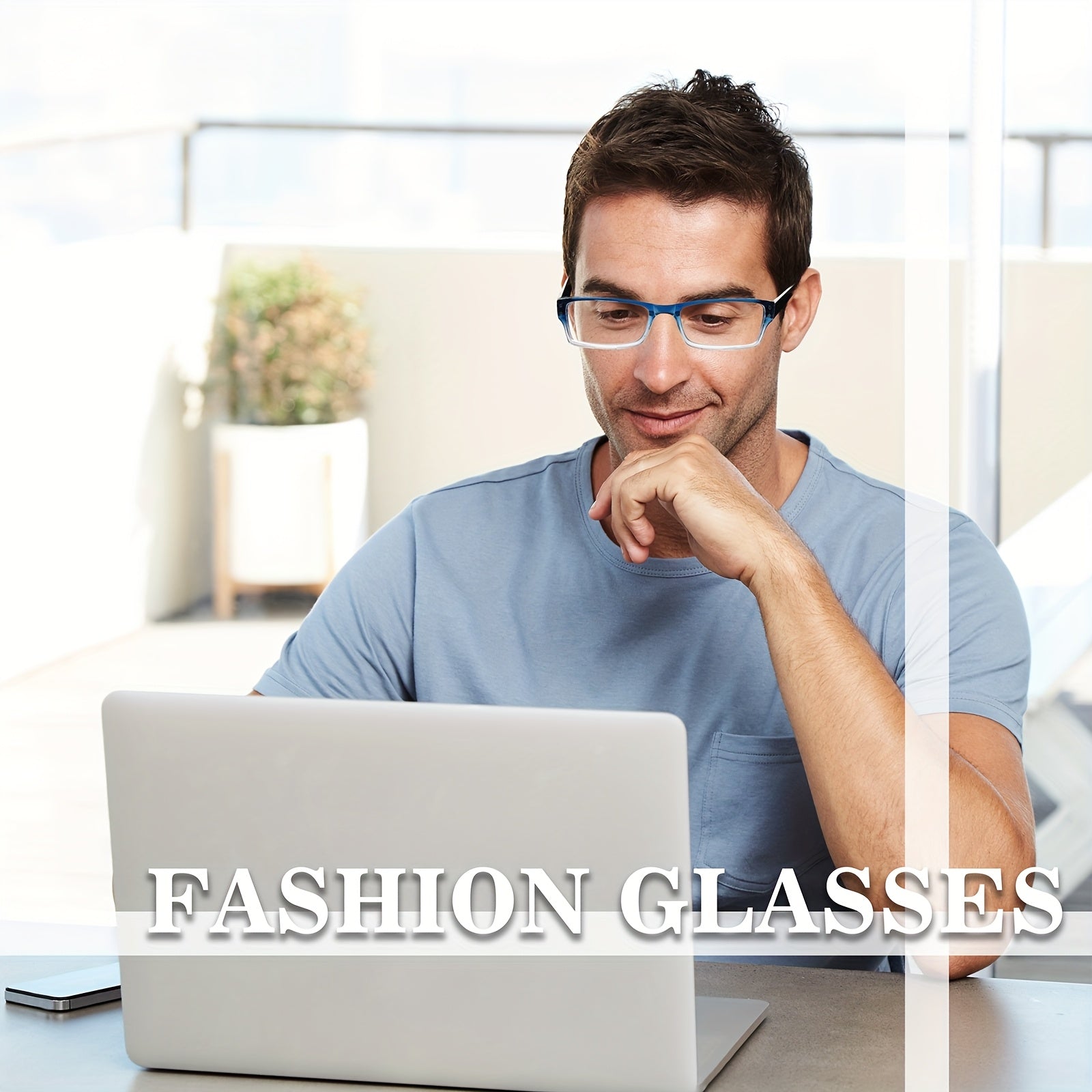 KERECSEN 5-Pack Narrow-Frame Glasses Business Style, Classic Frames with Metal Spring Hinges Blue Light Blocking Glasses for Men Dark-Tinted Wide-Frame Glasses Professional Glasses for Women Office, Negotiations, And Meetings