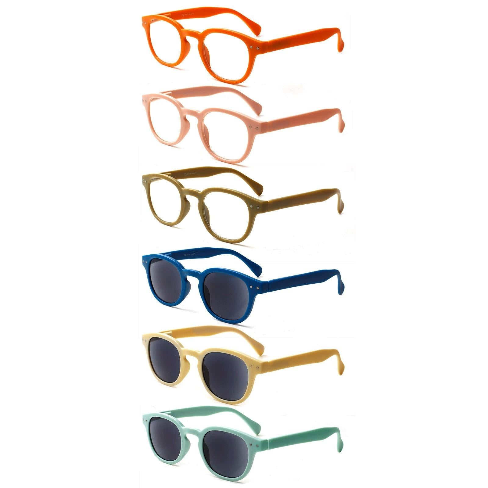 6 Pack Reading Sunglasses for Women and Man Sun Readers Glasses Spring Hinge Outdoor Sunglasses