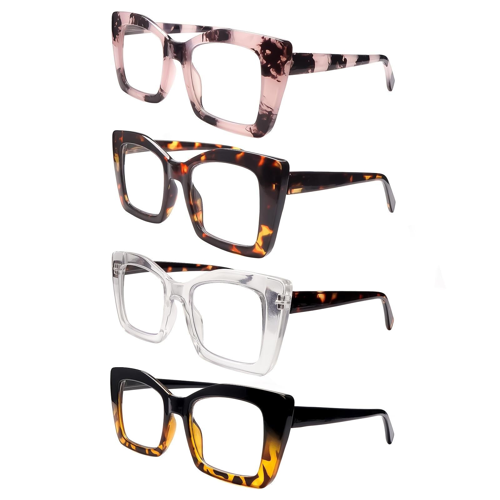 4 Pack Cat Eye Frames Women's Reading GlassesComputer and Cell Phone Readers Anti-Blue Light BlockingProtects Eyes from Blue Light Spring Hinges