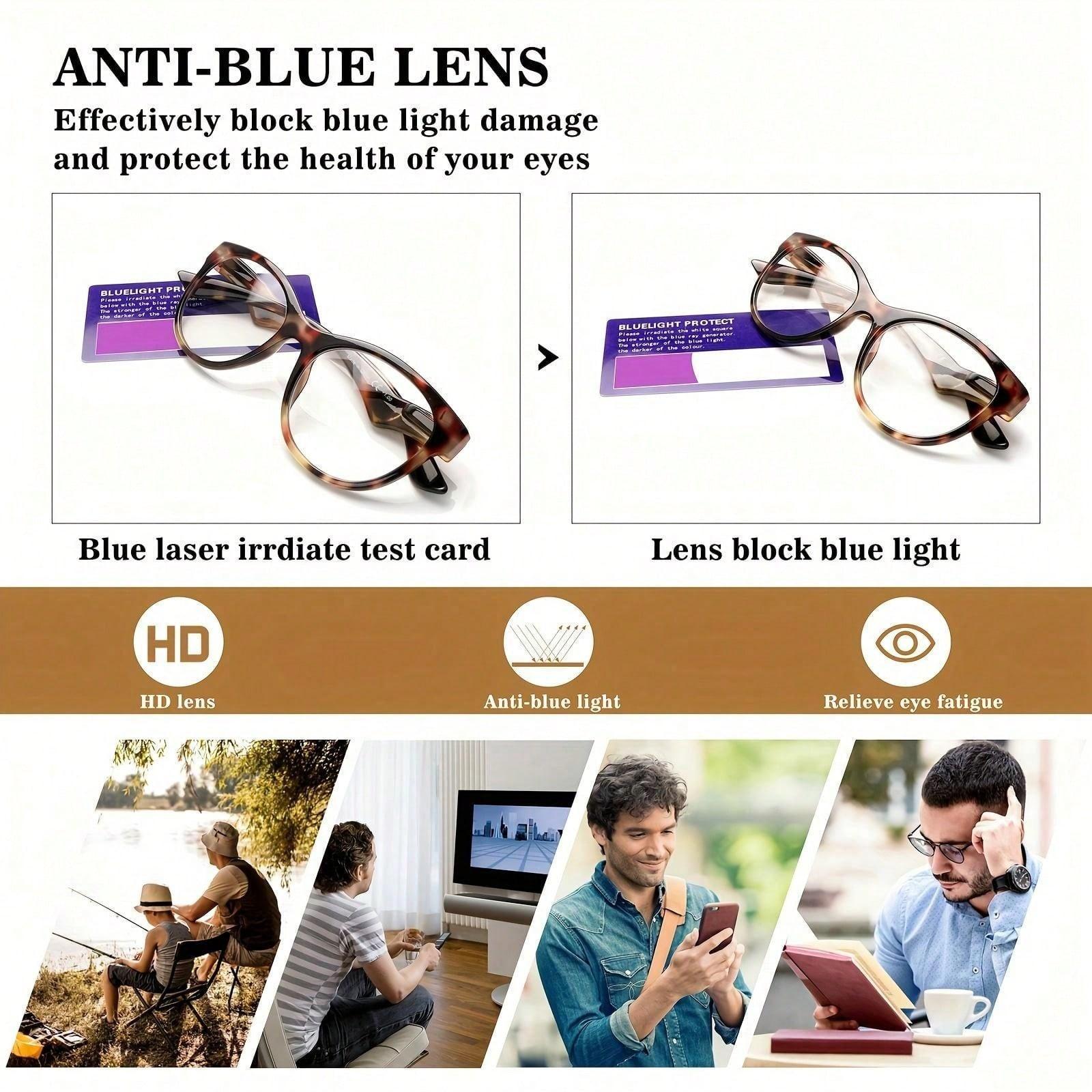 5 Pack of Women's Reading Glasses With Anti-Blue Light Lenses Fashio Print Heart Pattern Spring Hinge Lightweight Glasses
