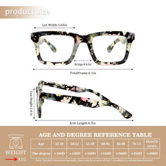 KERECSEN 4 Pairs of Women'S Reading Glasses Oprah Style Presbyterian Glasses Computer Phone Reader Anti Blue Light Blocking Blue Light Damage to Eyes Elegant Metal Spring Hinges Birthday Gift Holiday Gift for Girls +225 Degree +400 Degree