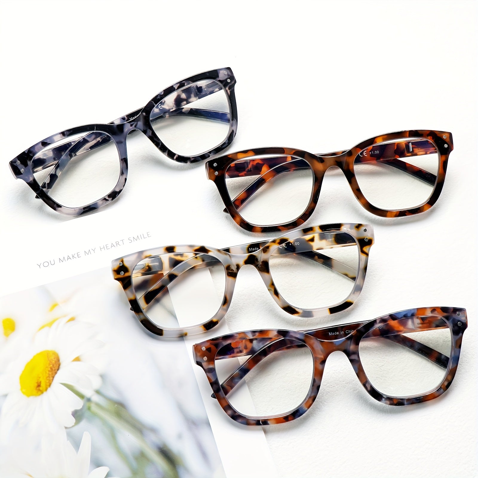 KERECSEN pack Stylish Anti-blue Light Reading Glasses, Specially Designed for Women, with Stylish Lace Frames/spring Hinges, Advanced Blue Light-blocking Lenses Effectively Relieve Eye Strain. Ideal for Daily Commuting And Reading