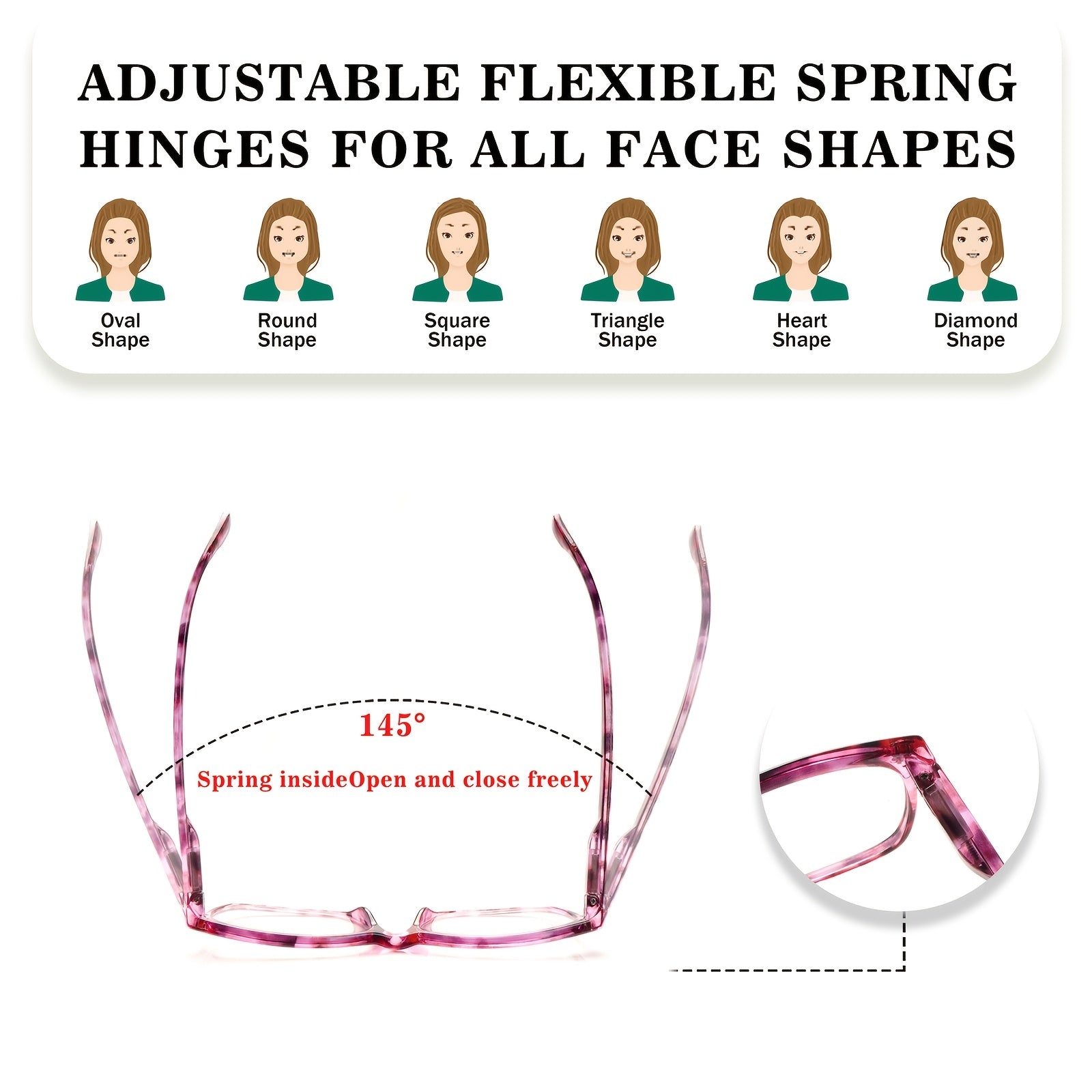 KERECSEN 5 Pack Blue Light Blocking Reading Glasses | Fashion Printed, Lightweight, Anti-Slip, with Spring Hinges, Multi-Color Options for Women, Suitable for Various Occasions