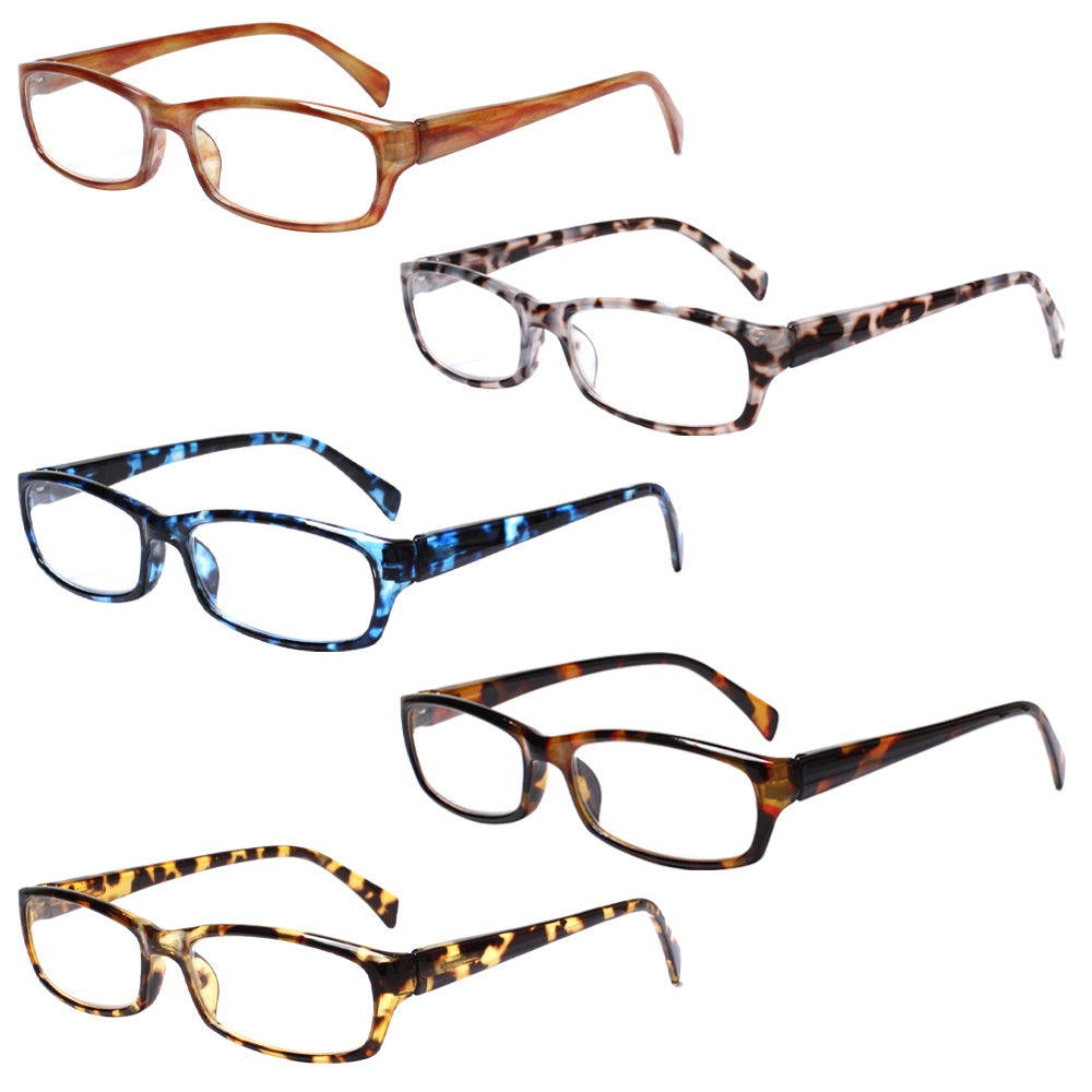 KERECSEN Reading Glasses 5 Pack Anti-Blue Light Fashion Pattern Printed Women's Glasses with Spring Hinges 069-3