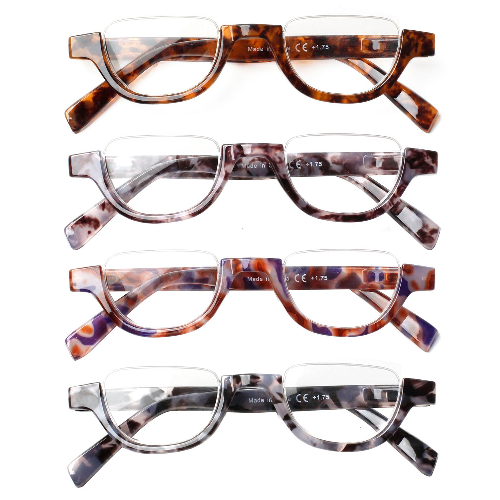 Semi-Rimless Reading Glasses Unisex 4 Pack 218-3 | KERECSEN