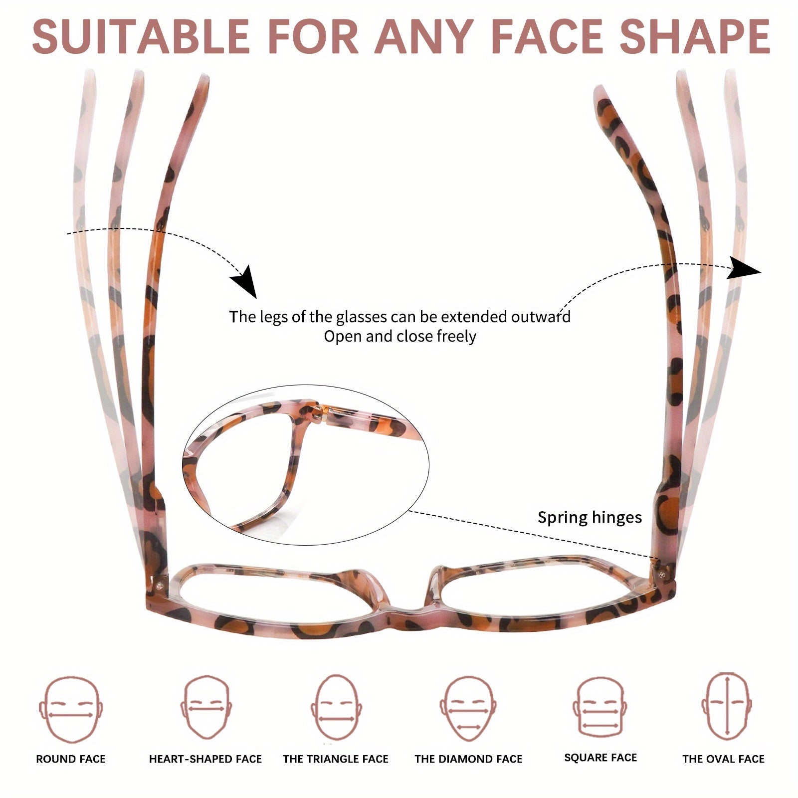 KERECSEN 4 Pairs Of Women's Anti-blue Light Reading Glasses Butterfly Frame Eyeglasses Fashion Print Leopard Print Models Block Blue Light Magnifying Glasses Pink Tortoiseshell 10 Degrees Optional Must Have Suitable for All Face Types, Screen Time