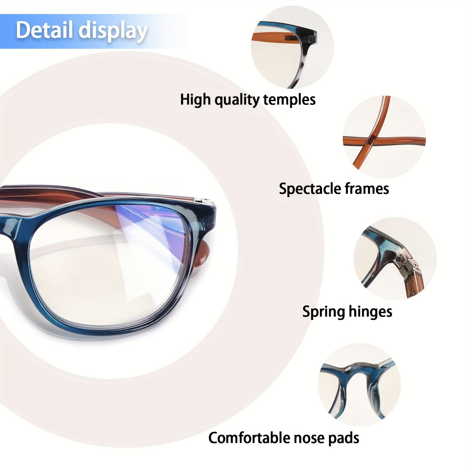 KERECSEN 3 Pack Blue Light Blocking Reading Glasses for Women Men, Lightweight Anti Eye Strain Computer Glasses with Metal Spring Hinges, Daily Use Blue Light Filter Glasses