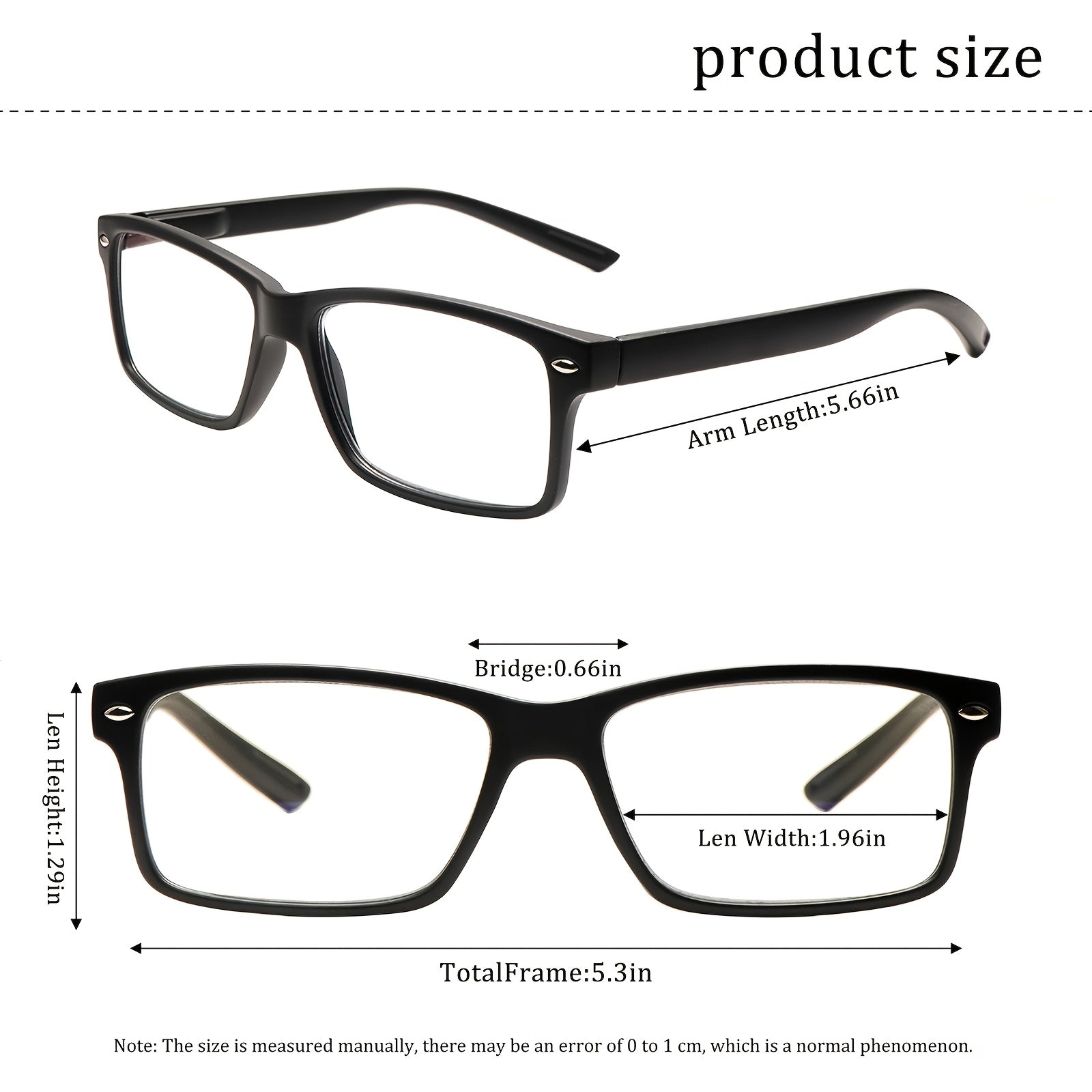 KERECSEN 6pcs Set Of Blue Light Blocking Reading Glasses, Suitable for Both Men And Women, Sturdy Spring Hinges, Lightweight Classic Black Frame, Eye Fatigue, Clear Magnifying Vision, Computer And Daily Use (+1.0 to+5.0)