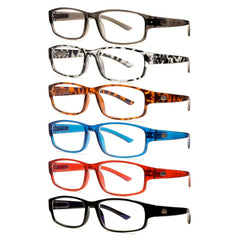 KERECSEN 6 Pairs Ultra-Light Rectangular Blue Light Blocking Glasses, Spring Hinges, Anti-Glare Clear Lenses, Adjustable Fit for Men & Women, Presbyopia Relief, Computer Reading Glasses Fashionable and exquisite holiday gifts