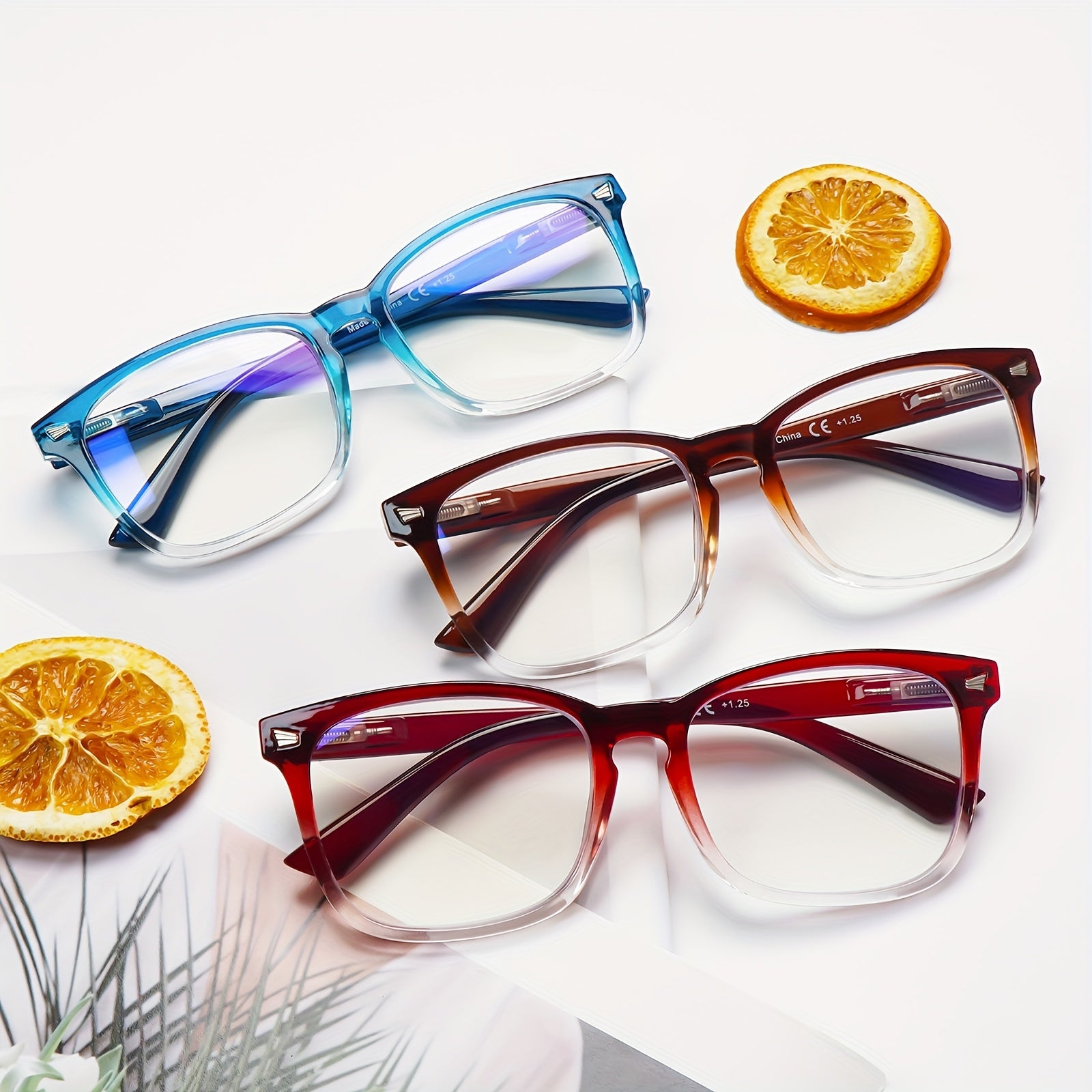 KERECSEN 5-pack Gradient Anti-blue Light Reading Glasses, Suitable for Both Men And Women, with Lightweight Frames, Spring Hinges, And High-quality Anti-blue Light Lenses, Effectively Relieving Eye Strain And Fatigue