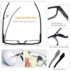 2 Pk Progressive Multifocal Reading Glasses Men Women Anti-Blue Light Computer Readers Spring Hinge
