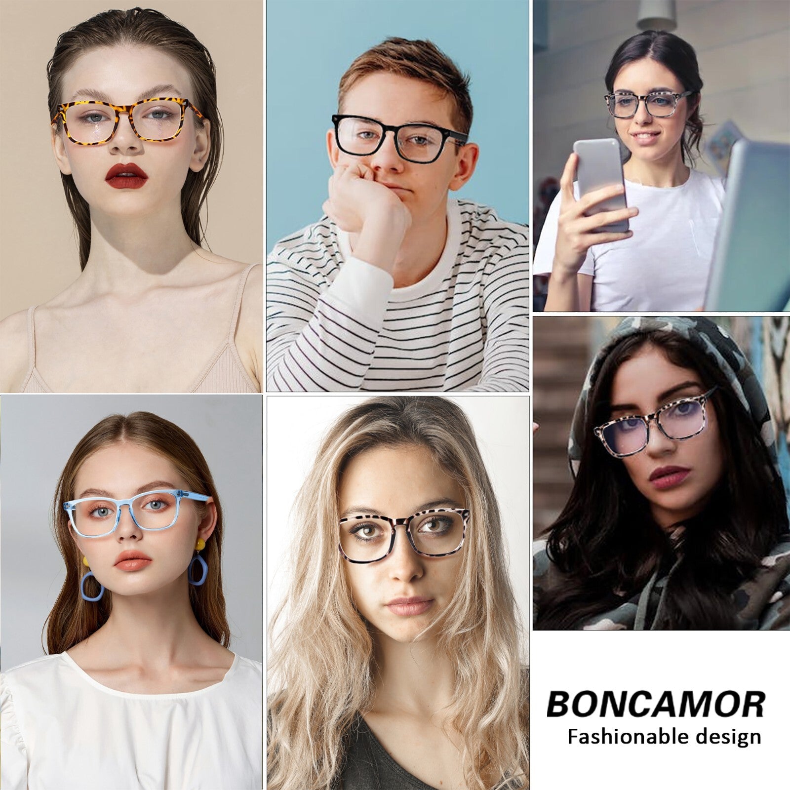 5 Pack Reading Glasses for Women and Men Spring Hinge Blue Light Blocking Reader