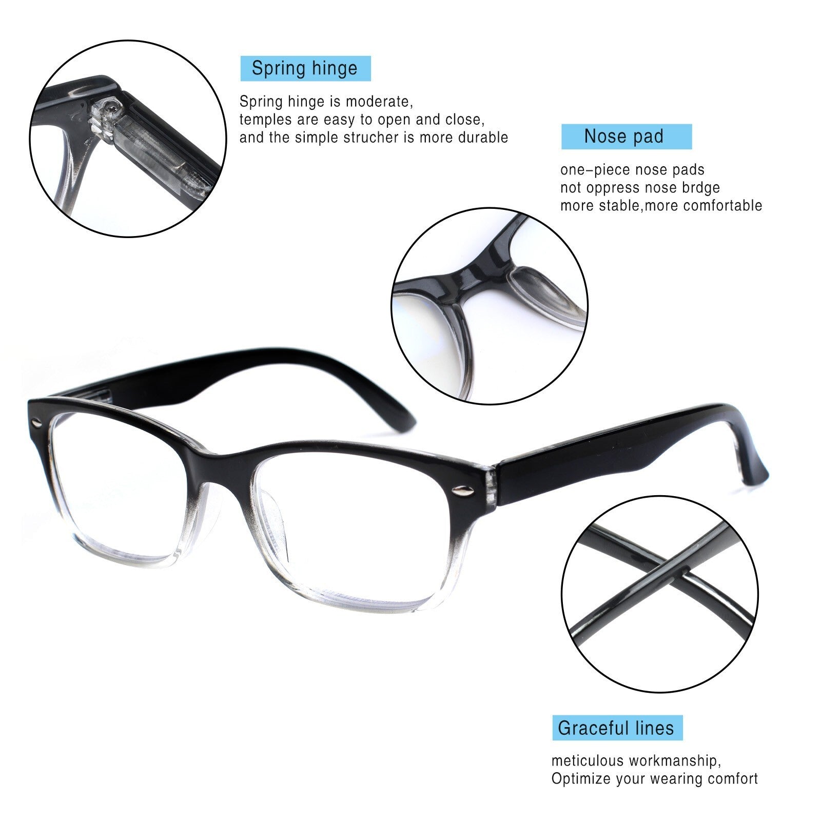 5Pack Blue Light Blocking Reading Glasses Women Men Spring Hinge Computer Reader