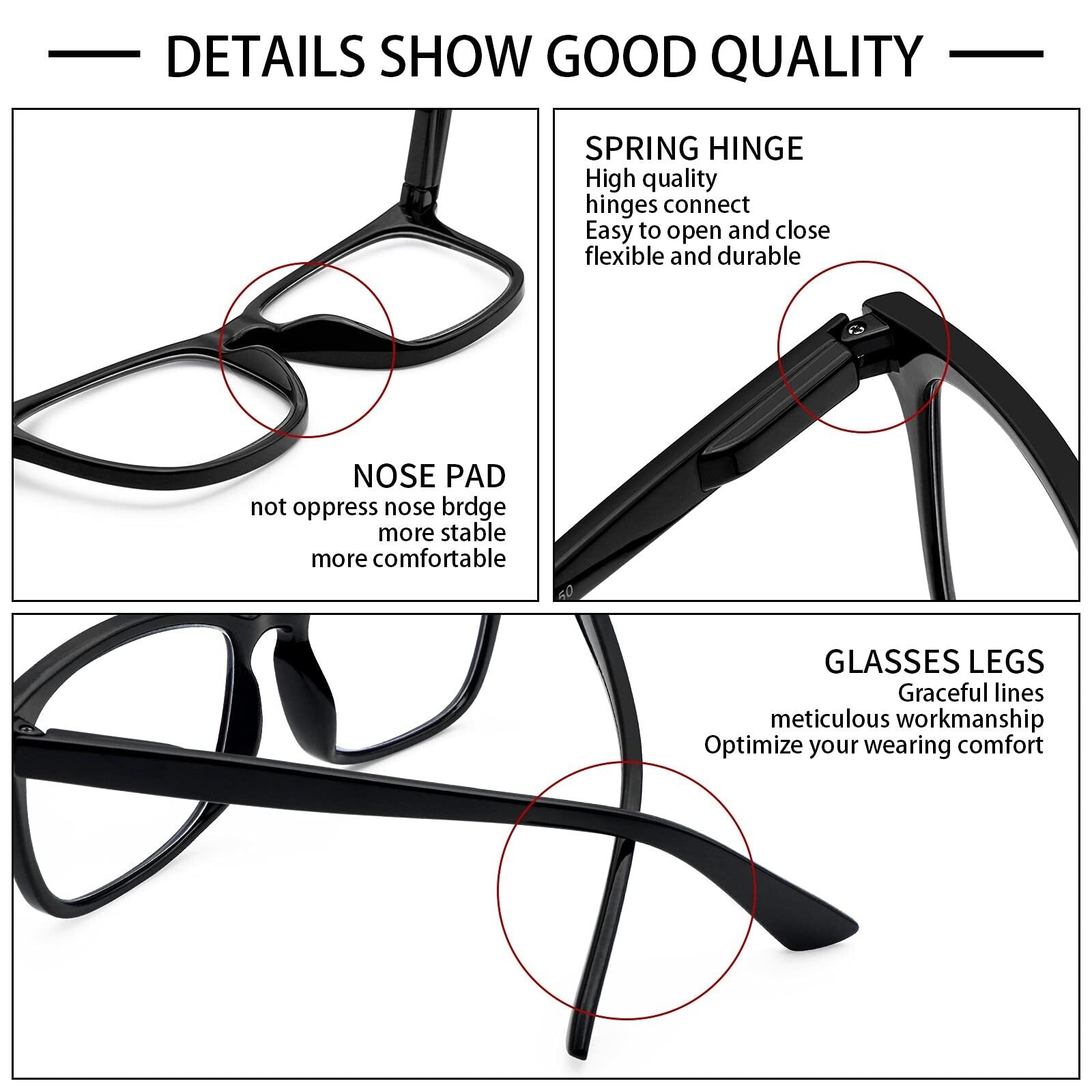 Reading Glasses  Women and Men  5 Pack Spring Hinge Blue Light Blocking Reade